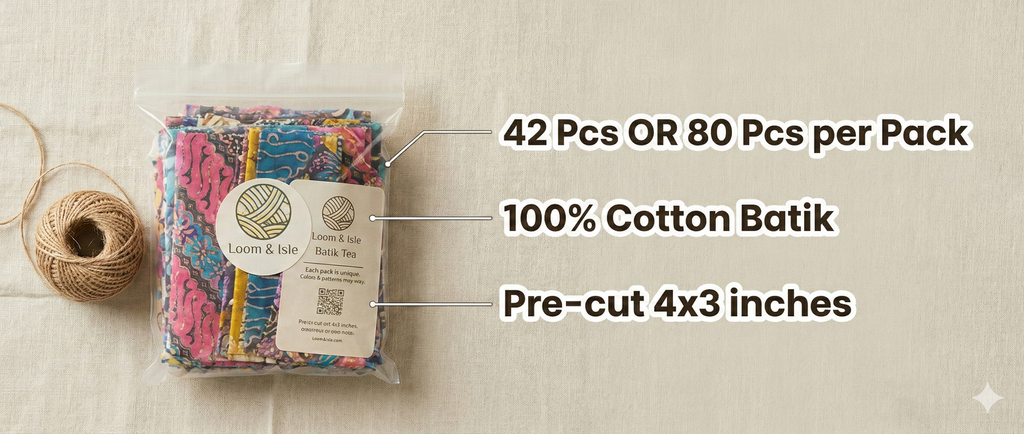 Loom & Isle Batik Scrap Pack – 4" x 3" Rectangles